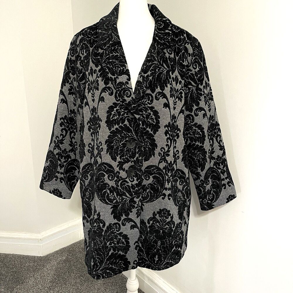 Soft Surroundings Regency Damask Tapestry Coat Womens Petite XL Button Front
